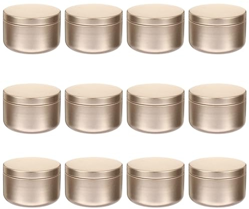 Ciieeo Set 12 Barattoli di Latta per Candele 50Ml in Alluminio Opaco Contenitori Fai da Te Resistenti e Portatili Scatole Rotonde per Viaggi Bomboniere e Stoccaggio Aromi