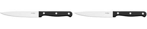 Judge Classic 12cm / 5 Utility Knife with Pointed Stainless Steel Blade, Dishwasher Safe, Silver (Pack of 2)