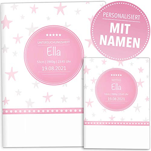OLGS U-Heft- und Impfpasshülle mit Personalisierung/Design Sternenflug Sterne für Kidner, Untersuchungsheft Hülle & Impfpasshülle, Geschenkidee mit Namen (U-Heft Set personalisiert, ohne Motiv)