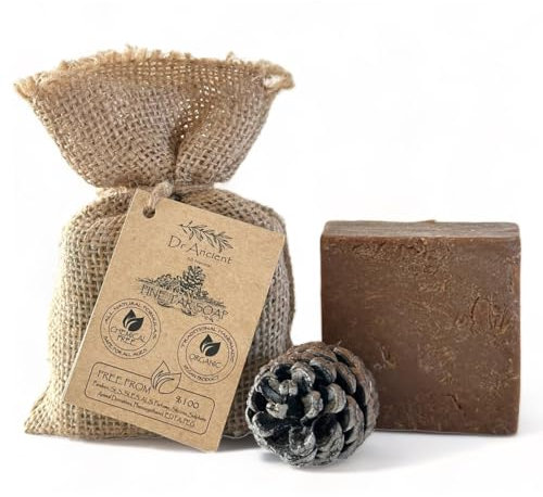 Dr.Ancient Black Soap Bar With Pine Tar Organic Natural Vegan Traditional Handmade Antique - Antibacterial, Anti-Fungal, Acne, Eczema, Itchy Skin And Cellulite - No Chemicals, Pure Natural Soaps!