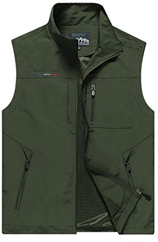 ZTJ-Lighting Men's Vests, Outdoor Lightweight Casual Gilet Jacket with Multi Pockets, Multifunction Travel Work Vest for Photo Fishing Safari Sports (Summer and Spring),Green,L
