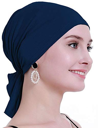 osvyo Bambus Chemo Kopftuch für Frauen mit Haarausfall - Krebspatienten Kopfbedeckung Turban in Versiegelter Verpackung Indigo BLAU