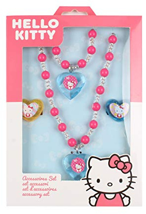 Joy Toy- Hello Kitty Set Gioielli - 2 Anelli, 1 Collana di Perle e 1 Braccialetto di Perle - in Confezione Regalo 12x4x18 cm