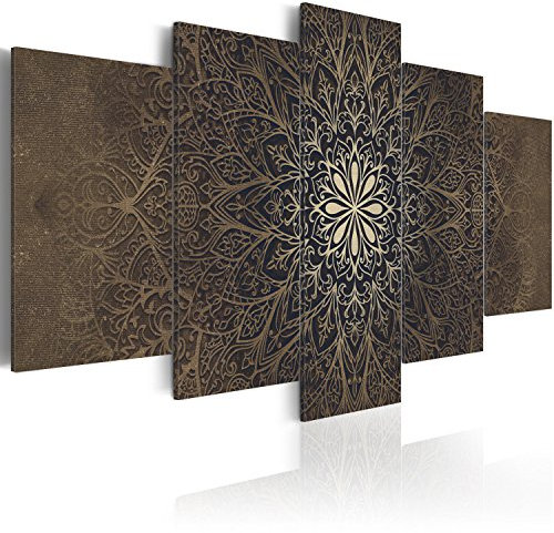 B&D XXL - Akustikbild Mandala Ornament 5 tlg - Bilder Akustikschaum Schallschutz Wand Deko Kunst Akustikpaneele Wandpaneele Schalldämmung Wandbild Schallabsorber Akustikplatten f-A-0515-b-n