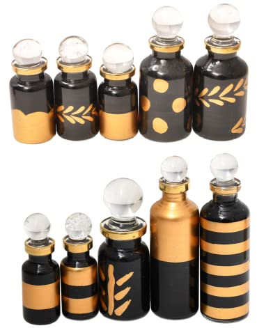 CraftsOfEgypt Genie - Mini botellas vacías de vidrio soplado para perfume, aceites esenciales o poción, juego de 20 viales pequeños decorativos, cada uno de 2 pulgadas de alto (5 cm), varios colores