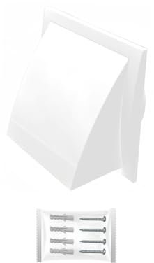 H&C VENT White Exhaust Hood Vent 153 mm with 100 mm 4 inch Connector Flange│ Air Ventilation Covers with Valve/Backdraft and Mouse Protection │ Extractor Cap Cover for Duct Pipe│ Inside and Outside