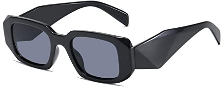 Long Keeper Rechteckige Sonnenbrille Damen Herren Retro 90er Dicker Rahmen | Trend Quadratisch Sonnenbrille Eckig Vintage Brille mit UV400-Schutz
