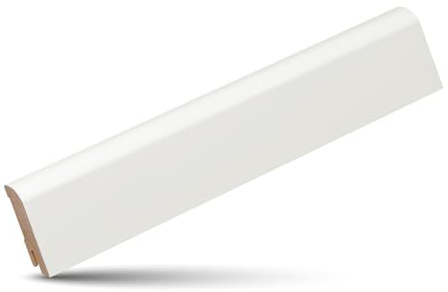 KGM Sockelleiste Oben Rund Massivholz - Weiß, 2400 x 18 x 58 mm, 1 Stück | Fußleiste, Kiefer, lackiert, abgerundet, für klassische Räume, Made in Germany
