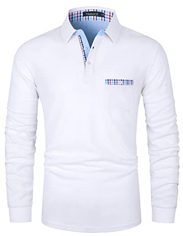 VMSUCIJ Herren Poloshirt Langarm Baumwolle Outdoor Casual Polo Tops Regular Golf T-Shirts