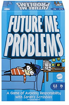 Matttel Games, Sarah’s Scribbles Spiel, Future Me Problems-Kartenspiel enthält 2 Kartendecks, für 24 Spieler, Familien- und Spieleabend, Deutsche Version, HPH10