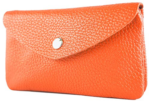 modamoda de P11 Damen Leder Geldbörse Portemonnaie Medium Handmade in Italy, Farbe:Orange