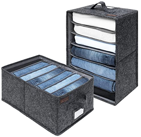 Kleiderschrank Organizer by MEKAA® für Schrank-Ablagen & Regale | 2er-Set Schrank Organizer für Hosen, Pullover & Mehr - Praktisches Ordnungssystem in Anthrazit - 40*28*20cm