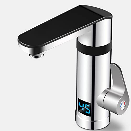PRUJOY Grifo con Calentador de Agua eléctrico instantáneo, Pantalla de Temperatura Dual Caliente y fría, Grifo de Agua Caliente instantáneo para baño, 3000W