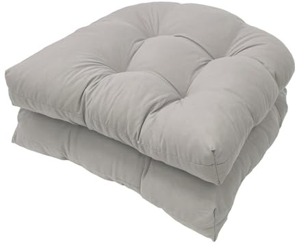 Cojín de Asiento de Cesta En Forma de U, Cojín de Patio Al Aire Libre, Cojines de Asiento de Mimbre, Paquete de 2 48 X 48 Cm, Cojín Suave Resistente a La Intemperie para Patio Al Aire Libre(Light Grey