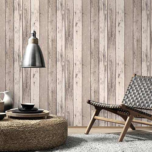 BRICOFLOR Papier peint imitation bois marron 3D pour salon, chambre, salle à manger, cuisine et salle de bain