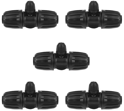FOGWOWO Kits de riego por goteo de 1/2 pulgadas a 1/4 pulgadas para tubos de riego de 16 mm (10 piezas de té de barbacoa de 3 vías)