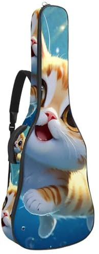 Schöne Tasche für Akustikgitarren mit Staufächern und Schutzschicht, schönes Hirsch schwimmt unter Wasser, Mehrfarbig Nr. 08, 42.9x16.9x4.7 in, Gitarrentasche