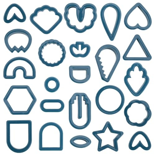 CRASPIRE 24 Cortador de Arcilla Polimérica de Múltiples Formas Arcilla Geométrica Cortador de Pendientes Moldes de Plástico Azul Hecho A Mano Bricolaje para Manualidades Galletas Corte Hogar