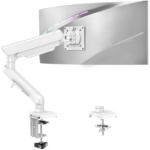 ELIVED Gaming Monitor Arm Halterung für 13-32 Bildschirme (2-9 kg), Höhenverstellbarer Gasfederarm mit VESA 75/100mm, Neigbar/Schwenkbar/360° Drehbar, Weiß, EV6011W