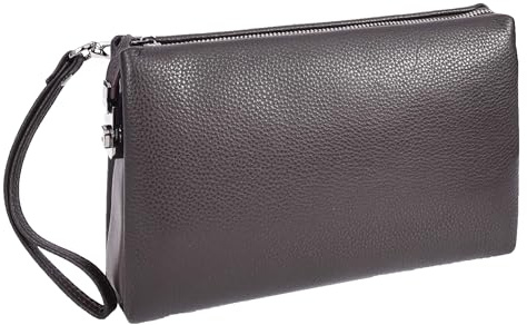 Herren-Handgelenktasche aus echtem Leder, abschließbar, Clutch, Organizer, Reisetasche, Themse, braun, Small