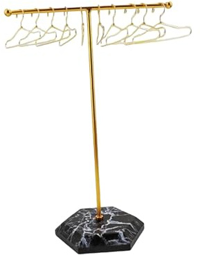 Ronyme Miniatur-Kleiderständer im Maßstab 1/6 mit Kleiderbügel, Kleiderstütze, Puppenmöbel für Mikro-Landschafts-Puppenhaus-Ornament, Gold