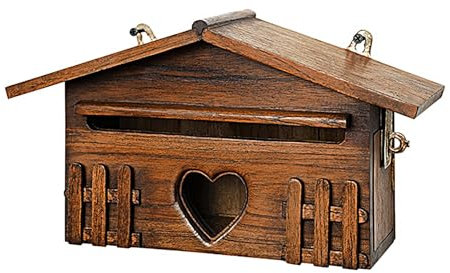 CXLXBRZD Cassetta Postale da Esterno, per Villa Campagna Retro Decorazione Esterna Casa Fattoria, Porta Posta da Parete, Legno Massello, Robuste, 32x12x18 cm