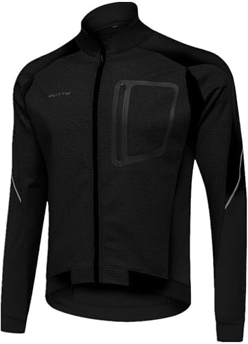 Otoño Invierno Hombres Mujeres Chaqueta De Montar En Bicicleta A Prueba De Viento Chaqueta Cálida De Forro Polar Traje De Montar para La Lluvia, Black, M