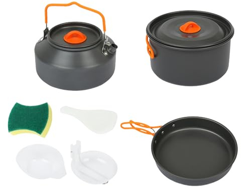 Set Di Pentole Da Campeggio | 800g Fornellino Da Campeggio | Set Di Gavetta Scout | Sets Cucina Campeggios Compatto in Lega Alluminio Con Bollitore Padella E Ciotole Per Escursioni Trekking Picnic
