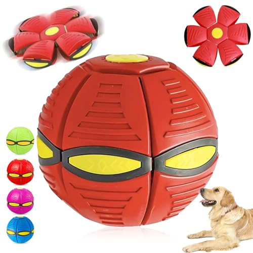 UNIHOC Bola Voladora para Perros, Pelota de Juguete para Perros, Frisbee Ball Juguete, Pelota De Platillo Volador De Juguete para Mascotas, Rojo
