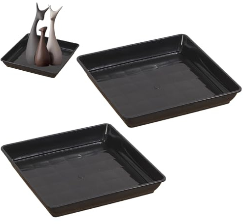 Genérico 2 Piezas Bandeja para Macetas Cuadrada con Base De Drenaje, 35x35x5.5cm Bandeja De Captación De Agua Diseño Reforzado para Uso En Interiores, Exterior Y Balcón Plantas En Macetas