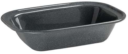 Prochef Grey Enamel Pie Dish, 28 x 20.6 x 6.2 cm, PFAS-Free, Dishwasher Safe, Oven Safe to 230°C, Family-Size Bakeware