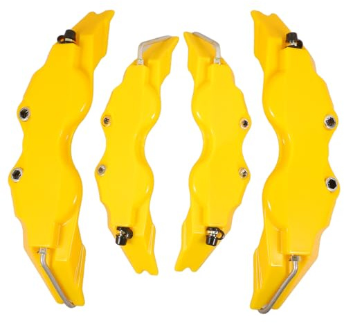 BELLIFFY 2 set Copri Pinze Freno Gialli Stile Resistente per Auto Anteriori e Posteriori Protezione Completa Centro Ruota Compatibile con Vari Modelli
