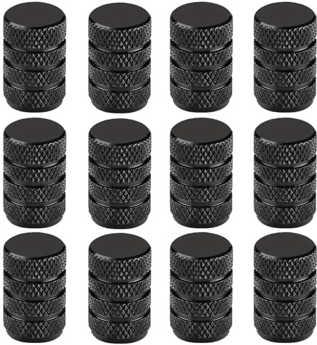 12 Pcs Tire Valve Stem Caps, Dust Caps for Car Tyres, Aluminum Tyre Valve Cap For Cars, Universal Covers Replacement For Cars, SUV, Bicycles, Motorcycles, Trucks (Black)