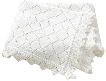 mimixiong Soft Lace Cotton Cellular Blanket for Newborn Boy Girl Gift