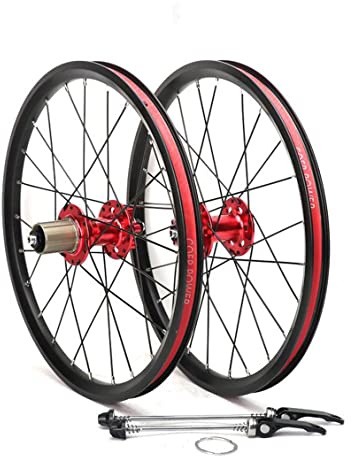 QHYRZE 18 355 Jeu De Roues BMX Frein À Disque Roue Vélo Pliable Alliage D'aluminium Jante À Double Paroi 24H QR Avant 9 * 100mm Arrière 10 * 135mm, pour Cassette HG 7-11s
