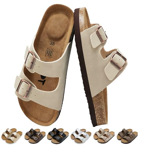 chetoria Sandales et Mules pour Femmes Été avec Boucles Réglable Gris 41EU