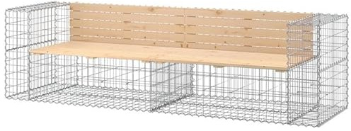 Eleganz Banc de jardin en gabions - 244 x 71 x 65,5 cm - Bois massif de pin non traité - Durable et naturel pour votre jardin
