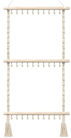 Vistnale Smyckesställ, hängande smyckesorganisatör, 3-nivå halsbandshållare med 30 krokar, väggmonterad smyckesställ med tofs för halsband, armband, örhängen