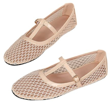 Bailarinas de verano para mujer, con correa de hebilla, zapatos de bailarina, cómodos, informales, zapatos planos, punta redonda, malla transpirable, sandalias de ocio, zapatos de tela, sandalias