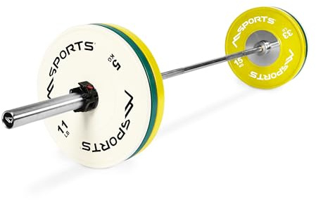 OLYMPIA SET PROFESSIONAL STUDIO - Olympia Hantelstange mit Verschluss + 2 x 15 kg und 2 x 20 kg Olympia Hantelscheiben