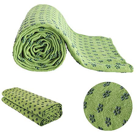 MAXYOGA Handtuch zum Yoga - Yoga Mat Towel - rutschfest mit Gummigriffspitzen. 61 cm x 183 cm. Ideal für heißes Yoga. (Grün)