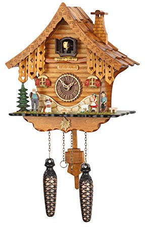 Selva Kuckucksuhr Heidi-Haus, Schwarzwald-Stil, Holzgehäuse Kirschbaum lackiert, Made in Germany, Höhe ca. 26 cm