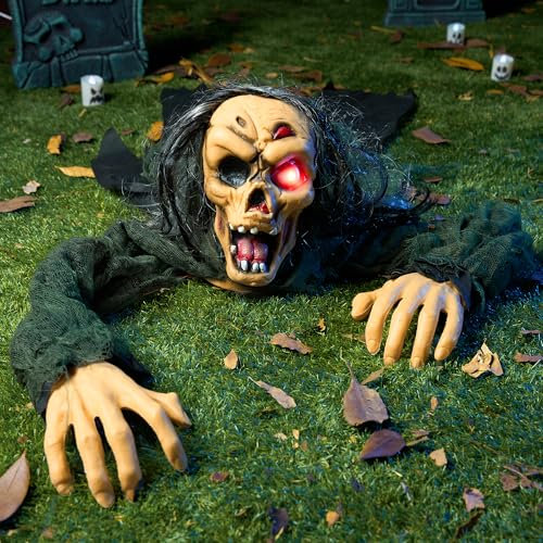 JOYIN Halloween Outdoor Decoration Life Size Light-Up Climbing Zombie Groundbreaker with Creepy Sound for Outdoor Lawn, Yard,Patio,Graveyard Halloween Haunted House Decorations