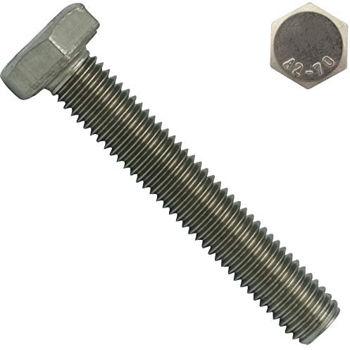 Sechskantschrauben - M12x160 mm - 5 Stück - DIN 933 / ISO 4017 - Edelstahl A2 - Vollgewinde - Maschinenschrauben - SC933