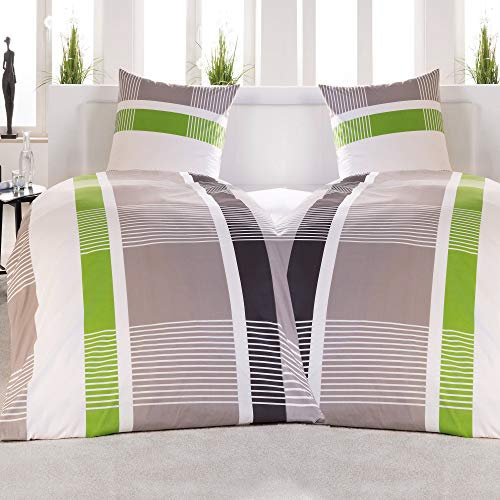 Beautissu Bettwäsche 135x200 Baumwolle 4teilig Bettwäsche-Sets 100% Baumwolle Bettwaren & Bettwäsche Sommer Sommerbettwäsche Set 2X Bettbezug 135x200 & 2X Kissenbezug 80x80 cm – Dana