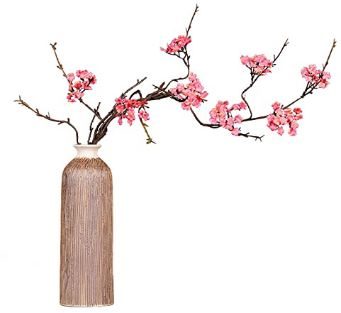 LEMCC Rama de flores de cerezo artificiales de 87 cm de alto, flores de cerezo rojo sintético con tallos largos para jardín, hogar, boda, fiesta, decoración, no incluye jarrón