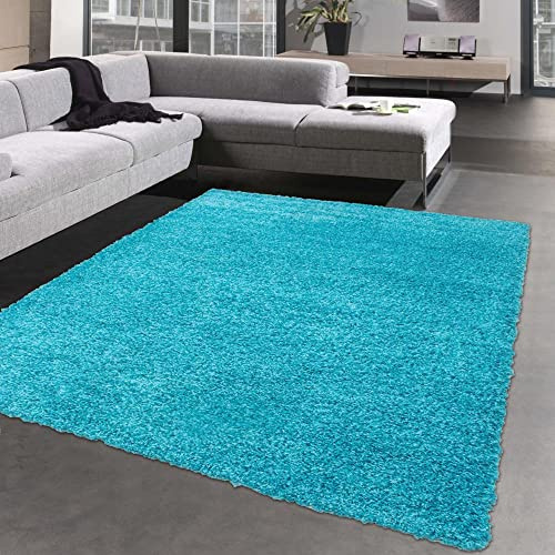 CARPETIA Spaghettimatta gosig varm i turkos storlek 160 x 230 cm