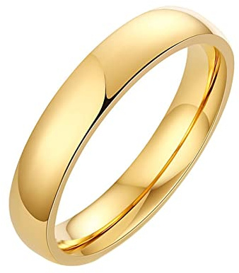 Beydodo Herren Ring Gold, Edelstahl Ring 2-8MM Hochglanzpoliert Bandring Freundschaftsring Gold Ring Personalisiert