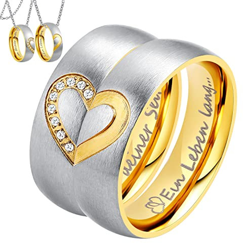 Wycian Eheringe Paarpreis, Trauringe Gold Titan Modeschmuck Ringe 6mm Gravur EIN Leben lang...an deiner Seite