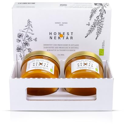 100% Bio Honig im Set - 2x300g Heide und Blütenhonig | Organischer Bienenhonig aus Nordeuropa - Roh & Ohne Zusatzstoffe | Natürlicher Imkerhonig - Rückverfolgbar & mit Ursprungsgarantie | Raw Honey